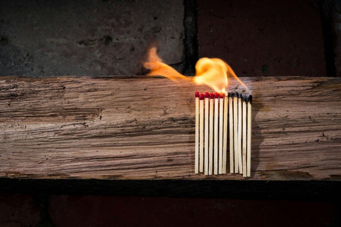 Burnout (image of some burnt matches)